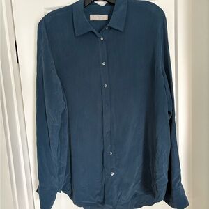 Everlane Teal Button-Up Blouse